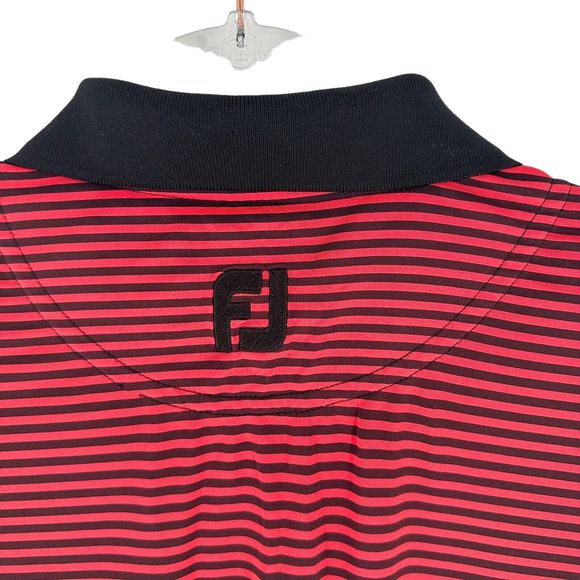 Footjoy Shirt Mens Medium Red Black Polo Golf Short Sleeve Performance Golfer - Picture 10 of 13